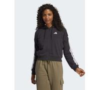 adidas Donna Essentials 3-Stripes French Terry Full Zip Hoodie, Black/White, M