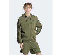 adidas Uomo Essentials 3-Stripes French Terry Full-Zip Hoodie Sweatshirt, Olive Four/Black, 3XL