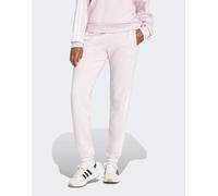 adidas performance - Essentials - Pantaloni in French Terry rosa e bianco con polsino e 3 strisce L