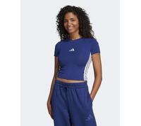 adidas performance - Essentials - T-shirt baby slim blu scuro e bianca con 3 strisce XS