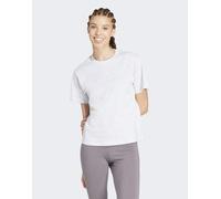 adidas Femme Essentials Small Logo Cotton T-Shirt, Light Grey Heather/White, L
