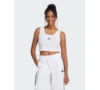 adidas Performance - Essentials - Top senza maniche lifestyle in cotone bianco / nero con logo piccolo L