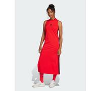 adidas Performance - Essentials - Vestito lungo color rubino puro/nero con 3 strisce e dorso a vogatore-Rosso L