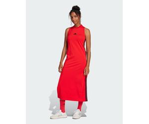 adidas Performance - Essentials - Vestito lungo color rubino puro/nero con 3 strisce e dorso a vogatore-Rosso M