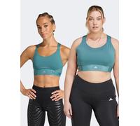 adidas performance - Fastimpact Luxe - Reggiseno da corsa a sostegno elevato verde-azzurro preloved-Blu 2XL A-B Cup