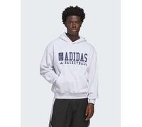 adidas Performance - Felpa con cappuccio grigio mélange chiaro con grafica a tema basketball L