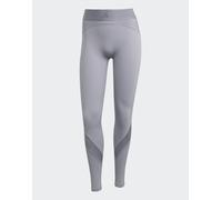 adidas Performance - Hyperglam - Leggings taglio integrale lucidi argento halo / grigi XL