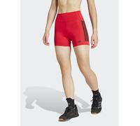 adidas Performance - Optime - Leggings corti color rubino puro con 3 strisce-Rosso S 3in