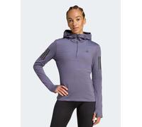 adidas Performance - Own The Run Winterized - Felpa con cappuccio viola preloved con zip corta XL