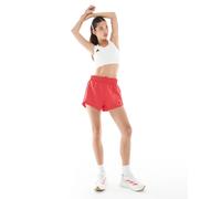 adidas Performance - Pacer - Pantaloncini da allenamento a vita alta color rubino puro / bianco con 3 strisce-Rosso L 5in
