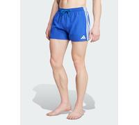 adidas Performance - Pantaloncini da bagno da 3“ blu semi lucido e bianchi con 3 strisce XS