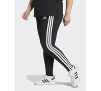adidas Performance Plus - Essentials - Leggings neri/bianchi in cotone con logo a 3 strisce-Nero 1XL