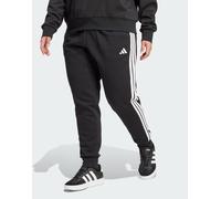 adidas Performance Plus - Essentials - Pantaloni slim in pile neri con 3 strisce bianche-Nero 2XL