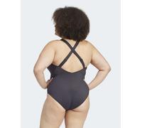 adidas Performance Plus - Iconisea - Costume da bagno premium imbottito nero e bianco con incrocio sulla schiena 3XL