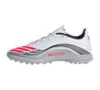 adidas F50 Messi League Turf Football Boots, Scarpe da Calcio Unisex-Adulto, Cloud White/Lucid Red/Silver Metallic, 42 2/3 EU
