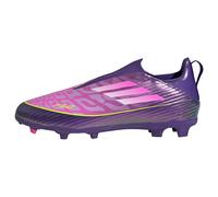 Scarpe da calcio F50 LEAGUE senza lacci per terreni naturali compatti per bambini Purple / Cloud White / Lucid Lemon 29