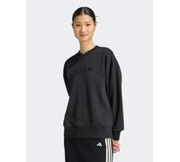 adidas Donna Seasonal Essentials Satin V-Neck Sweatshirt, Black, 4XL