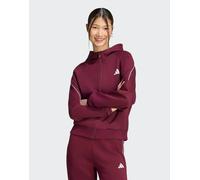 adidas Performance - Stadium - Felpa con cappuccio color granata con zip e logo piccolo-Rosso 2XS