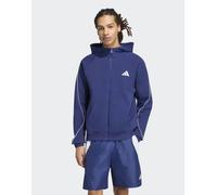 adidas Uomo Stadium Small Logo Full-Zip Hoodie Sweatshirt, Dark Blue, XL