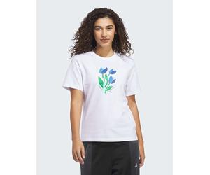 adidas Performance - T-shirt bianca con stampa floreale e scritta "Bloom at your own pace"-Bianco 2XL