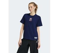 adidas performance - T-shirt blu scuro con piccola grafica ricamata 2XS
