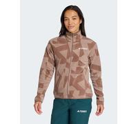 adidas performance - Terrex Multi - Giacca stampata in pile con zip color terra strata / marrone traccia-Verde M