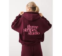 adidas Performance - Three Stripes Studios - Felpa con cappuccio bordeaux e rosa-Rosso XL