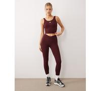 adidas 3 Stripes Studio All Me 7/8 X-Over Leggings Women Leggins L Rosso scuro