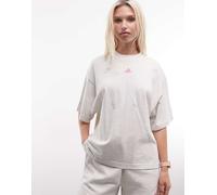 adidas Performance - Three Stripes Studios - T-shirt bianca e rosa con grafica-Bianco L