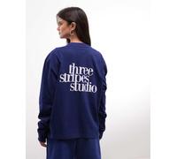 adidas Performance - Three Stripes Studios - Top a maniche lunghe blu navy 2XS
