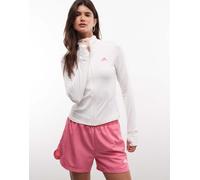 adidas Performance - Three Stripes Studios - Top bianco e rosa con zip XS