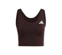 adidas Femme Train Essentials 3-Stripes Cropped Tank Top, Aurora Coffee/White, L