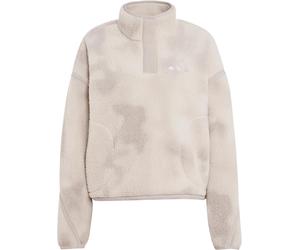 Adidas - Pile caldo e semi-pressato - Multi High Pile Fleece Pullover AOP W Wonder Alumina per Donne in Poliestere Riciclato - Taglia M - Beige