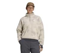 Adidas - Pile caldo e semi-pressato - Multi High Pile Fleece Pullover AOP W Wonder Alumina per Donne in Poliestere Riciclato - Taglia M - Beige