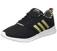 Adidas QT Racer 2.0, Scarpe da Ginnastica Basse Donna, Nucleo Nero/Beige Sabbia Met/Rosso Acido, 38 EU