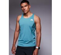 adidas Running - Adizero - Canotta color verde-azzurro con 3 strisce-Blu XL