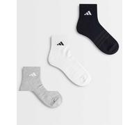 adidas Running - Confezione da 3 paia di calzini imbottiti neri, grigi e bianchi-Nero M