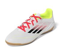 adidas Scarpe da calcio unisex per adulti F50 Club Indoor, Bianco/Nero/Giallo Solare, 7.5 Women/6.5 Men