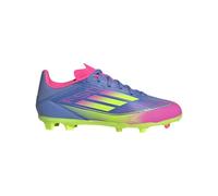 adidas Scarpe da calcio unisex per bambini F50 League Firm Multi Ground (piccole grandi) Sneaker, Blue Fusion Lucido Limone Lucido Rosa, 4 Big Kid