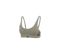 adidas Scoop Bralette-Sport Active Essentials Cotton 3 Stripes Reggiseno, Silver Pebble_4a0688, L Donna
