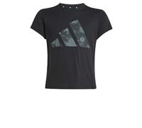 adidas Seasonal Essentials - Maglietta da Bambina con Motivo Floreale, Nero/MULTCO, 14-15 Years