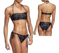 Adidas Set Bikini Bandeau Neckholder Moderno Palmi Logo Donne Ragazze Nero