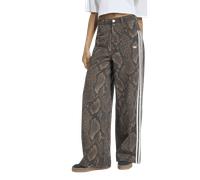 Adidas Snake Print Denim Loose Trousers Donna - Pantaloni Marrone - Taglia 26-32 - Jersey di cotone Brown 26-32
