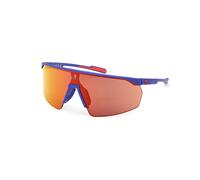 Adidas Sport Donna SP0075 PRFM SHIELD 91L Occhiali da sole Plastica Blu opaco Arancione Maschera Normale Specchiato