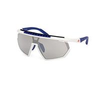 Adidas Sport SP0029 Occhiali da Sole Uomo, Occhiali da Sole Sportivi Sottili e Leggeri, Forma Lente Navigator, Lenti Contrast Marrone, Blu/Beige