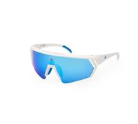 Adidas Sport Uomo SP0063 CMPT AERO 24X Occhiali da sole Plastica Bianco Blu Maschera Normale Specchiato