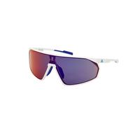 Adidas Sport Uomo SP0074 PRFM SHIELD 21Z Occhiali da sole Plastica Bianco Viola Maschera Specchiate Sfumato