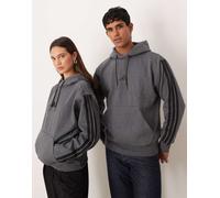 adidas Sportswear - Felpa con cappuccio grigia in pile con 3 strisce-Grigio M