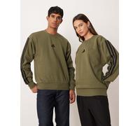 adidas Uomo Essential Three Stripes Fleece Sweatshirt, Olive Strata/Black, XL