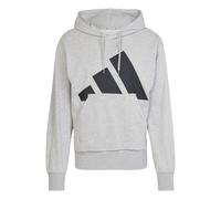 adidas Uomo Essentials Big Logo French Terry Hoodie, Medium Grey Heather/Black, M